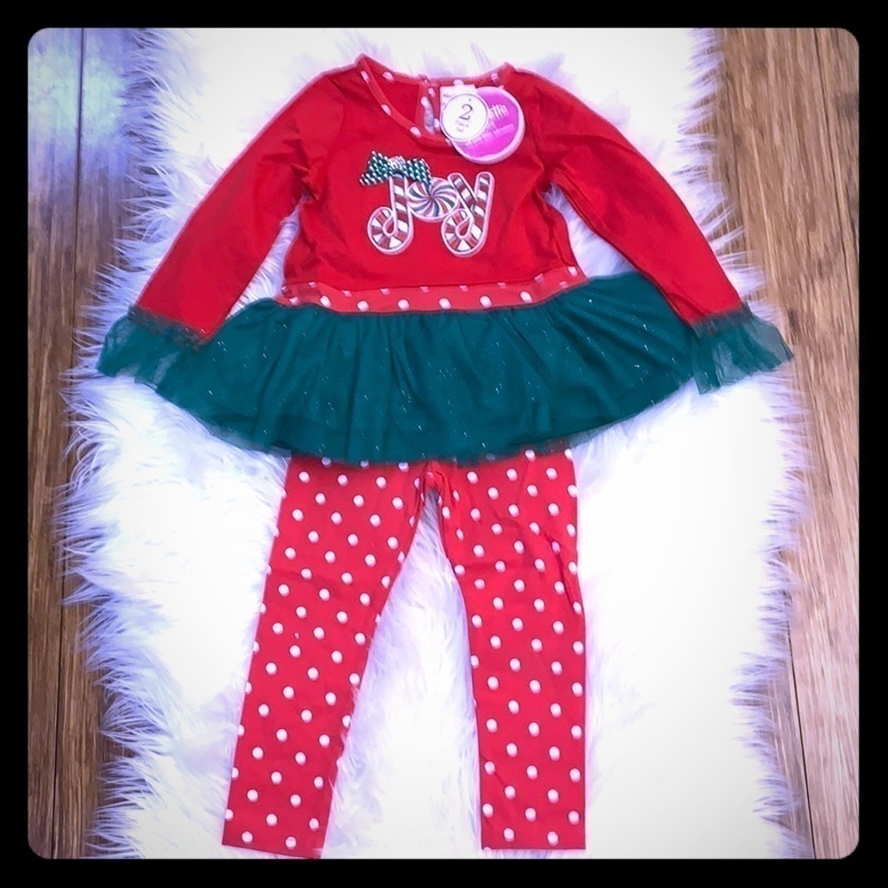 **Host Pick** Joy Peplum Top with Red Polka-Dot Leggings